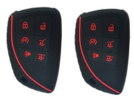 Capa de Silicone Inteligente para Chave 6 Botões GMC Yukon, Chevrolet Suburban/Tahoe 2021-2022 (Preta/Vermelha - 2 Unidades) - imagem 1