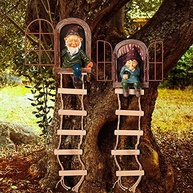 Conjunto de Estátuas de Jardim com Gnomos e Árvore Decorativa - 4 Peças em Resina para Decoração Externa - imagem 2