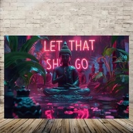 Let That Shit Go Quotes com Arte de Parede Neon Buddha Tropical Rain – Pôster em Tela Rústica Vintage 30x45cm - imagem 4
