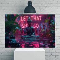 Let That Shit Go Quotes com Arte de Parede Neon Buddha Tropical Rain – Pôster em Tela Rústica Vintage 30x45cm - imagem 2