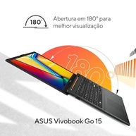 Notebook ASUS Vivobook Go RYZEN 3, 4 GB, 128 GB SSD, W11 Home, 15.6'' LED, Mixed Black - E1504FA-NJ1364W - imagem 5