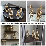 FJS Estátuas Gold Thinker - Conjunto de 3 Esculturas Douradas para Decoração Moderna de Mesa - imagem 5