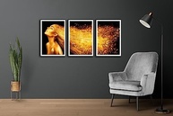 Quadro Decorativo Trio Mulher Cabelo Gold 60x40cm - Moldura Preta para Sala e Quarto - imagem 5