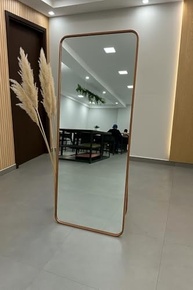 Espelho Retangular com Suporte de Chão em Alumínio 170x70cm - Rose Gold Corpo Inteiro - imagem 4