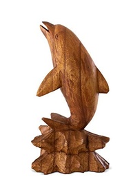 Escultura de Golfinho em Madeira - Decoração Náutica e Tropical para Casa - imagem 3