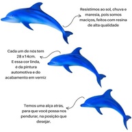Trio de Golfinhos em Resina - Decoração Tropical para Ambientes Externos e Internos | 28cm - imagem 4