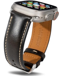 Gomvadr Pulseiras de couro vintage compatíveis com Apple Watch Ultra 2/1, SE SE2, séries 9, 8, 7, 6, 5, 4, 3, 2 e 1 de 38 mm, 40 mm, 41 mm, 42 mm, 44 mm, 45 mm, 4, 3, 2 e 1 - imagem 1