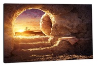 Quadro Gospel Evangélico Jesus Ressuscitado 70x100cm - Painel Pronto sem Moldura - imagem 1