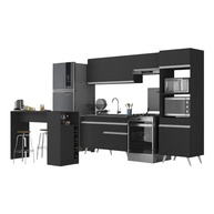 Armário de Cozinha com Bancada Gourmet Veneza - Design Moderno Preto e Branco - imagem 5