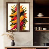 Kit 2 Quadros Decorativos para Cozinha Gourmet - Estilo Pimenta & Tempero 20x60cm - imagem 3