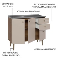 Balcão de Cozinha 105cm: Pia Inox + Armário Madesa Gourmet - imagem 2