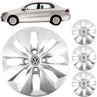 Jogo 4 Calotas Aro 14 VW Gol Voyage G5 G6 (2008-2015) Grid GR112CB Prata com Adesivo Logo Resinado - imagem 2