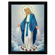 Quadro Decorativo Religioso Nossa Senhora das Graças - Imagem Sagrada em Preto A3 - imagem 1