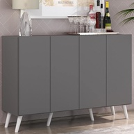 Aparador Buffet 4 Portas Retro Design Veneza - Grafite e Branco | MDP Premium - imagem 1