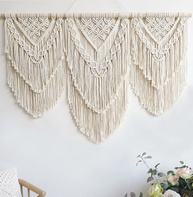 Tapeçaria de Macramê Grande Bege - Decoração Boho para Parede, Quarto e Sala - imagem 1