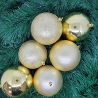 Jogo 6 Bolas de Natal Douradas Grandes 10cm: Glitter, Fosca e Lisa | Bela Flor - imagem 4