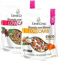 Kit 2 Granolas Low Carb Sem Glúten Leve Croc: Nibs de Cacau e Goji Berry, Coco e Damasco - imagem 1