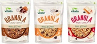 Kit 3 Granolas Sem Glúten Vitalin: Cacau, Maçã e Canela, Tradicional - imagem 1