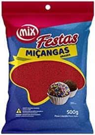 Confeito Miçanga Granulado Brigadeiro, Doces, Confeitaria Várias Cores 500g (Vermelho) - imagem 1