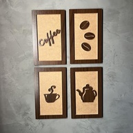 Quadros Cantinho do Café 4 Peças 15x25cm - Decoração Rústica com Tema Grãos - imagem 2