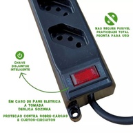 Protetor Eletrônico GREEN 5 Tomadas 10A Bivolt c/ Disjuntor | Proteção Total para Seus Equipamentos - imagem 5