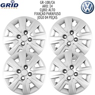 Jogo 4 Calotas Aro 14 VW Saveiro G5 G6 G7 2009-2017 Grid GR108CA com Adesivo Logo Resinado - imagem 4