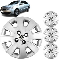 Jogo 4 Calotas Aro 14 VW Voyage G5 G6 G7 (2009-2017) Grid GR129CA com Adesivo Logo Resinado - imagem 1