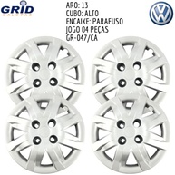 Jogo 4 Calotas Aro 13 VW Gol G5/G6 2009-2014 Grid Prata c/ Adesivo Logo Resinado - imagem 4