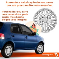 Kit 4 Calotas Aro 15 Idea Siena Punto Palio 2011-2012 Grid Prata - Design Moderno - imagem 5
