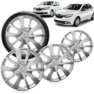 Kit 4 Calotas Logan 2014-2016 Aro 14 Prata Grid - Design Esportivo e Proteção - imagem 2