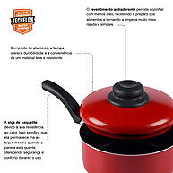 Panela Antiaderente Vermelha 1,9L: Cozinhe Sem Grudar! - imagem 2