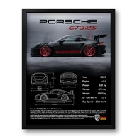 Quadro com Moldura 911 GT3 RS Black - 33x43cm | Impressão Premium em Vinil Eco-Solvente - imagem 1