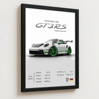 Quadro 911 GT3 RS Tribute to Carrera - Moldura Preta 33x43cm | Decoração Automotiva Premium - imagem 4