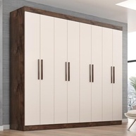 Guarda-Roupa Casal Lisboa 8 Portas 4 Gavetas - Design Moderno Chocolate/Off White - imagem 2