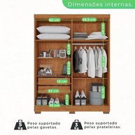Guarda-Roupa Casal 4 Portas 2 Gavetas França Cinamomo/Off-White - Organização e Estilo no Dormitório - imagem 3
