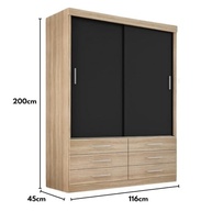 Guarda-Roupa Solteiro Capri 2 Portas Correr 6 Gavetas - Design Moderno em Teka e Onix - imagem 3