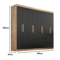 Guarda-Roupa Casal Lisboa 8 Portas e 4 Gavetas - Design Moderno em Teka e Onix - imagem 3