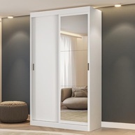 Guarda-Roupa Solteiro com Espelho 2 Portas 2 Gavetas Branco Moderno - imagem 2