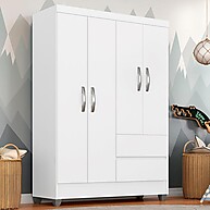 Guarda Roupa Bruna 4 Portas Branco – Espaço e Estilo no Seu Quarto - imagem 1