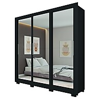 Guarda-Roupa Casal 3 Portas com Espelho e 4 Gavetas Giovanna Preto Caemmum - imagem 1
