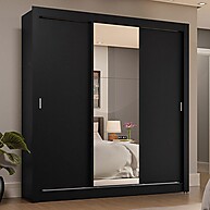 Guarda-Roupa Casal 3 Portas com Espelho e 4 Gavetas – Preto Sublime Plus - imagem 1
