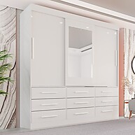 Guarda-Roupa Casal 3 Portas com Espelho Luana Branco - imagem 1