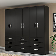 Guarda Roupa Casal Bergamo: 6 Portas e 9 Gavetas - imagem 1