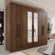 Guarda-Roupa Casal Imbuia: 6 Portas e Espelho! - imagem 1