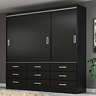Guarda-Roupa Casal Isabela 3 PT 9 GV Preto – Organização e Estilo - imagem 1