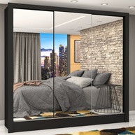Guarda Roupa Casal Preto: Espelho e 3 Portas! - imagem 1