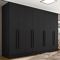 Guarda Roupa Casal Preto Fosco: 8 Portas + Gavetas - imagem 1