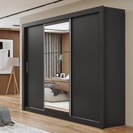 Guarda-Roupa Casal Preto Viena: Espelho e 4 Gavetas - imagem 1