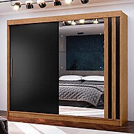 Guarda-Roupa Casal Seul com Espelho – MDF 2 Portas e 4 Gavetas - imagem 1