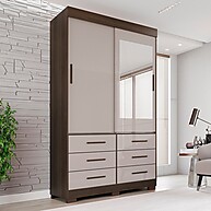 Guarda-Roupa Luana 2 Portas e 6 Gavetas com Espelho e Pés - imagem 1